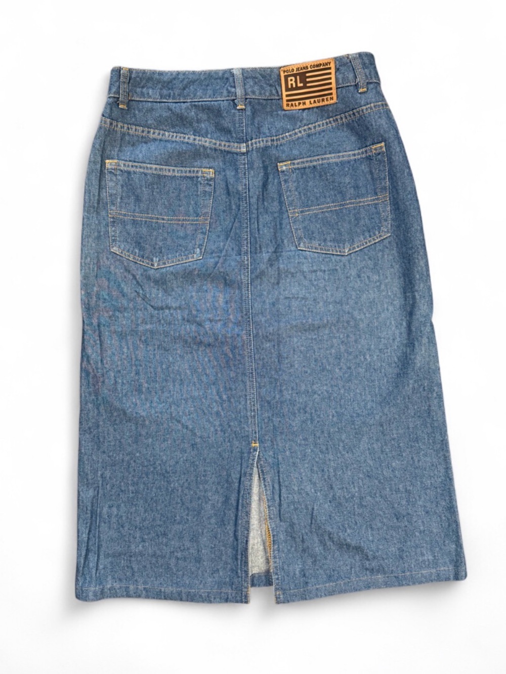 Vintage Ralph Lauren Blue Denim Midi Skirt | Preppy, Gilmore Girls Size 6